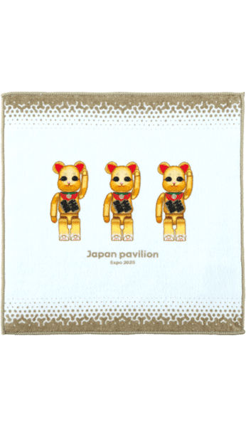 Osaka Kansai Expo Towel Handkerchief (Maneki Neko) 100% BE@RBRICK