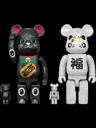 (R) 招き猫 黒メッキ/達磨 白メッキ & (4体セット) BE@RBRICK
