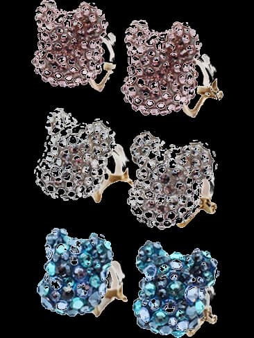 Crystal Decorate Earring(crystal/Pink/Blue) BE@RBRICK