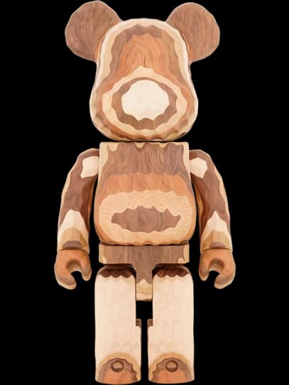 BE@RBRICK figure: Karimoku x Fragment Design Carved Wooden Layered