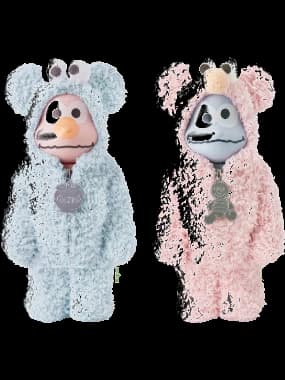 BE@RBRICK figure: Gelato Pique x Sesame Street Elmo and Cookie Monster Bearbrick (Set of 2)