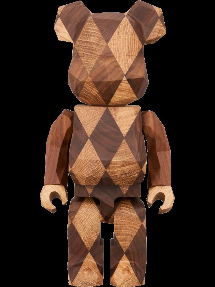 BE@RBRICK figure: Karimoku fragmentdesign carved wooden-LATTICE PATTERN