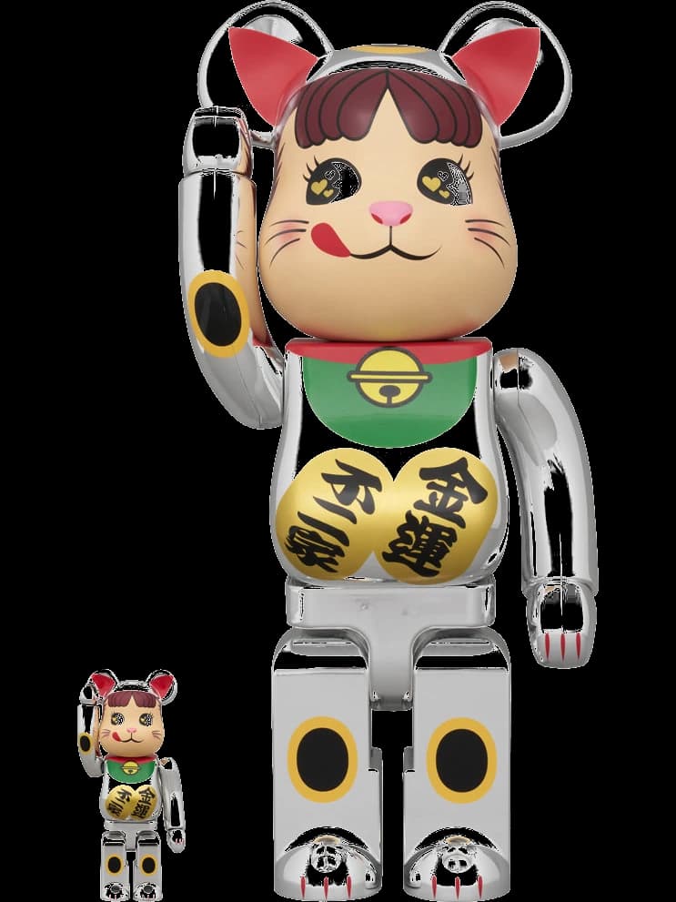 BE@RBRICK figure: Lucky Cat Peko-chan Fortune Double Koban Silver Plating