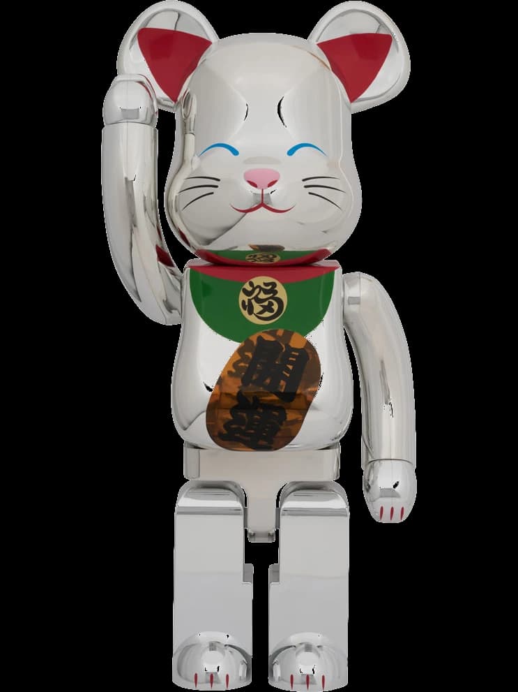 Maneki Neko Good luck 2 Silver plated Illumination