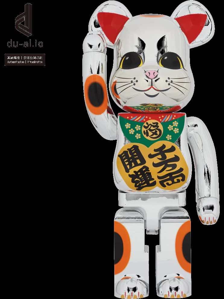 Manekineko Good Luck Ten Million Ryo Silver Plated BE@RBRICK