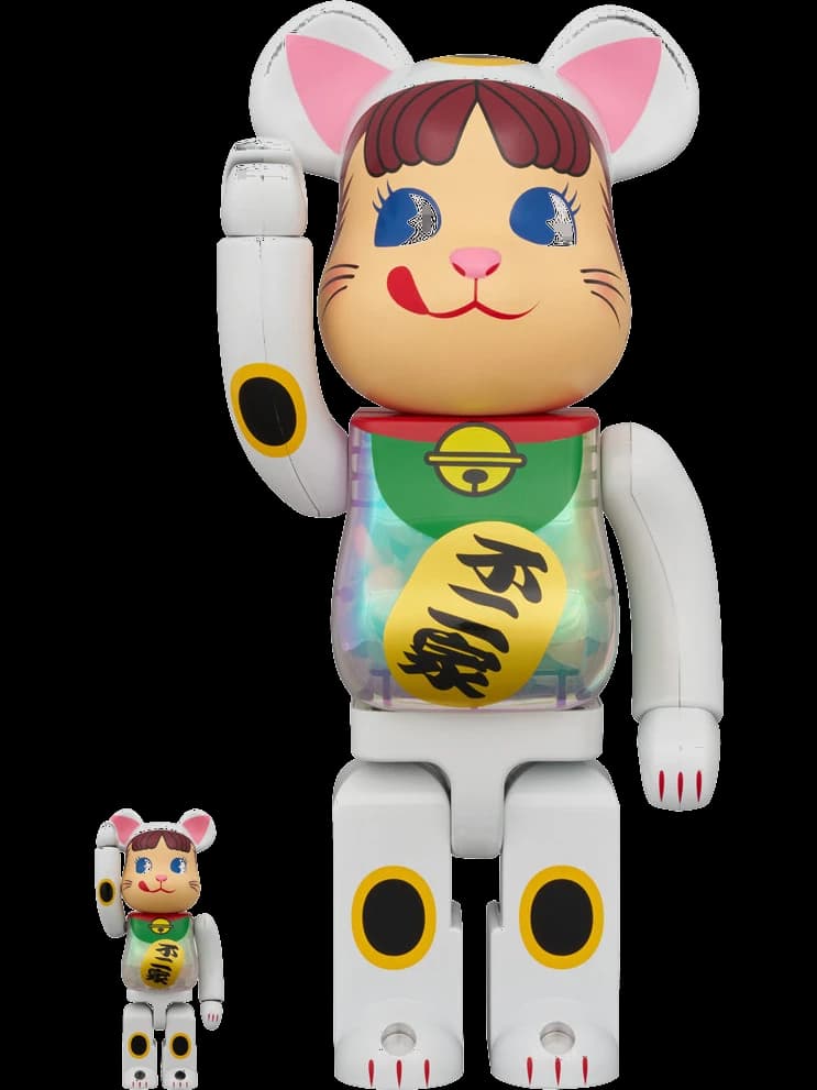 BE@RBRICK figure: Manekineko Peko-chan White Plating with with luminescent milky