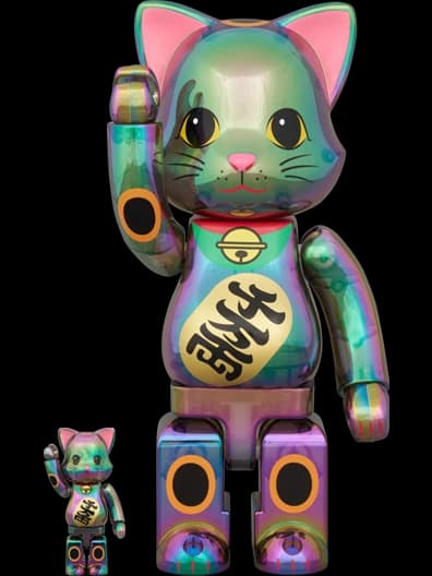NY@BRICK 招き猫 千万両 黒透明メッキ BE@RBRICK