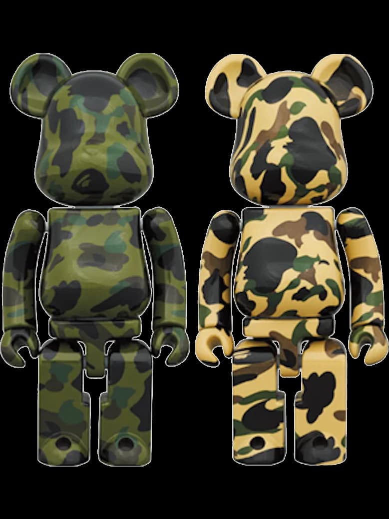 x BAPE 1st Camo Chogokin Set of 2 Green/Yellow BE@RBRICK