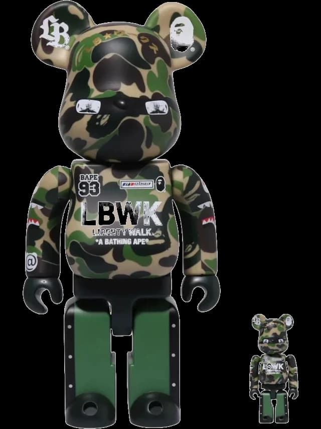x BAPE XLBWK Livaken Knu ABC Camo & Set Green BE@RBRICK