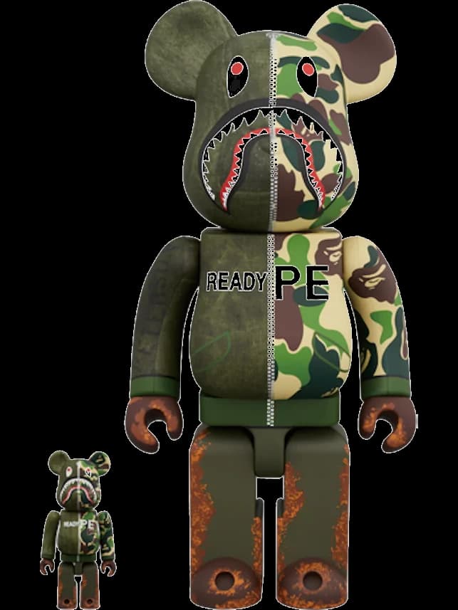 x Readymade x A Bathing Ape & Set Olive BE@RBRICK
