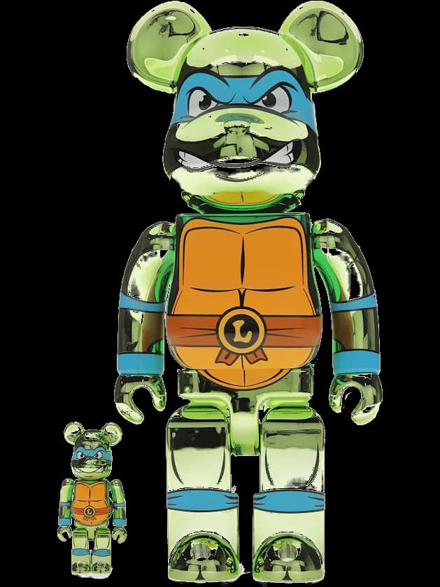 x Teenage Mutant Ninja Turtles Leonardo & Set Chrome Ver. BE@RBRICK